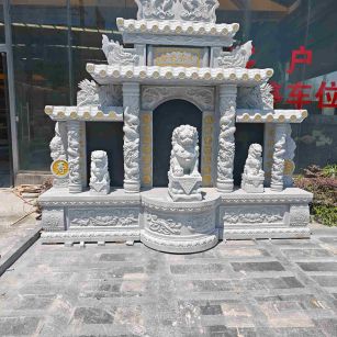 乌鲁木齐芝麻白中国黑石材套墓 花岗岩墓碑