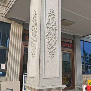 乌鲁木齐芝麻白别墅雕刻柱子  黄金麻